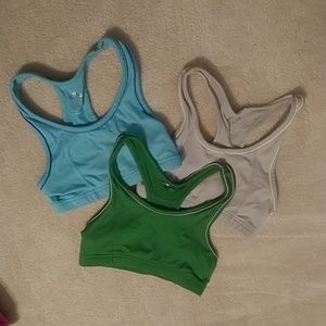 Three Old Navy Sports Bras - Gray, Blue, Green XS